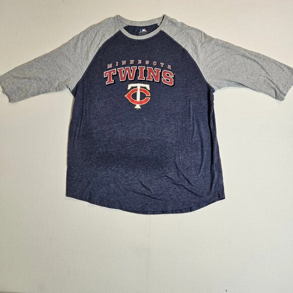 Other - Minnesota Twins Baseball Tee XL MLB Genuine Raglan 3/4 Sleeve Shirt Gray Navy
